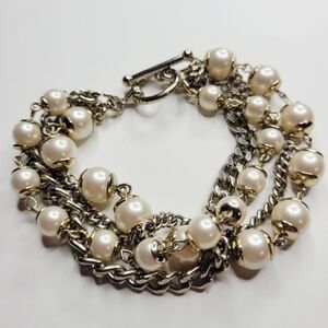 Vintage Antique Showstopper Pearl and Chain Bracelet Best Ladies Valentines Gift